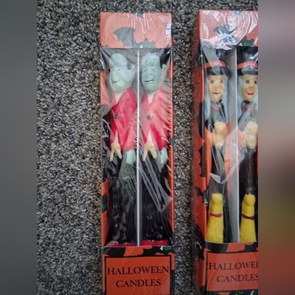 Vintage 1996 Halloween Themed Taper Candle Sticks 3 Pc With & Frankenstein - Picture 3 of 6